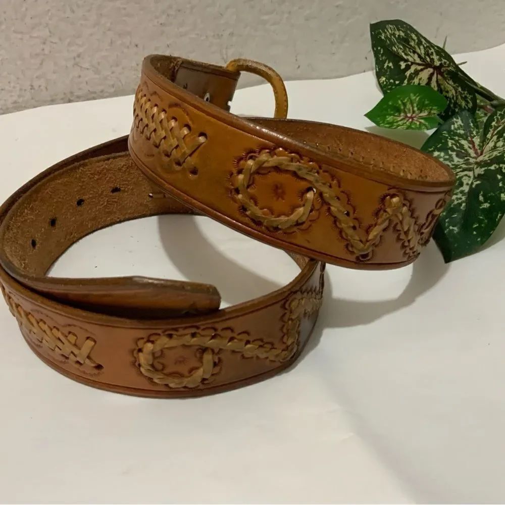 Leather western Belt Men handmade size 44 brown